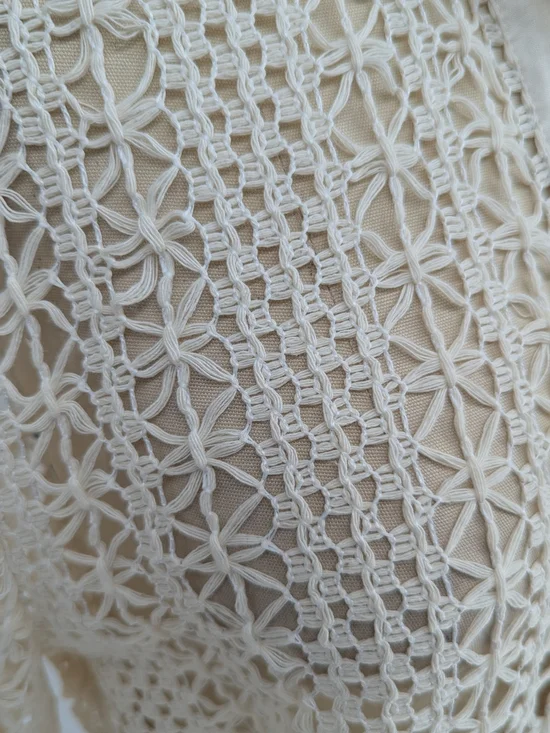 00626 Women's Crochet Pearl Button Front Top Cream size Small western bohemian - Picture 6 of 8